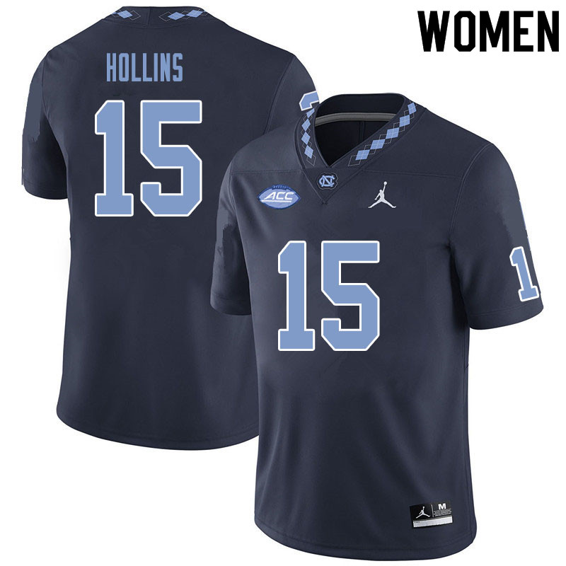 Women #15 Ladaeson DeAndre Hollins North Carolina Tar Heels College Football Jerseys Sale-Black